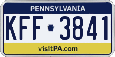 PA license plate KFF3841