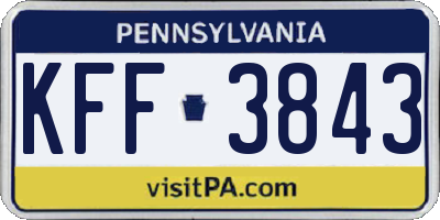 PA license plate KFF3843