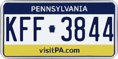 PA license plate KFF3844