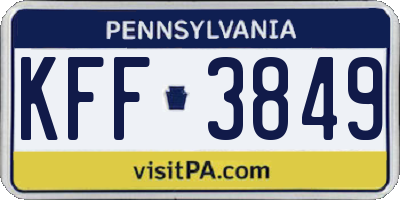 PA license plate KFF3849