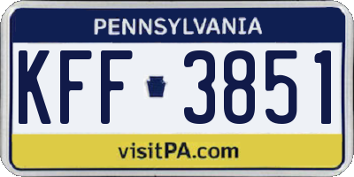 PA license plate KFF3851