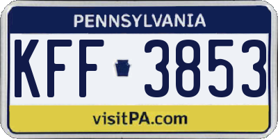 PA license plate KFF3853
