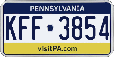 PA license plate KFF3854