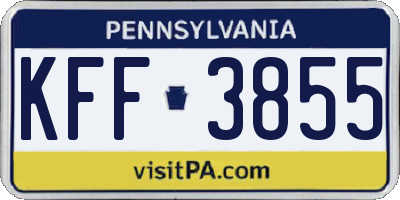 PA license plate KFF3855