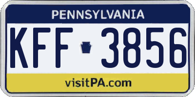 PA license plate KFF3856