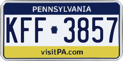 PA license plate KFF3857