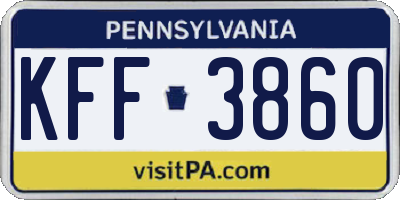 PA license plate KFF3860