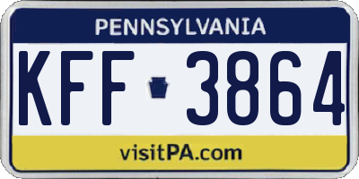 PA license plate KFF3864
