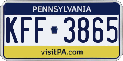PA license plate KFF3865