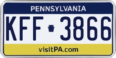 PA license plate KFF3866