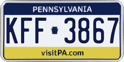 PA license plate KFF3867