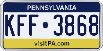 PA license plate KFF3868