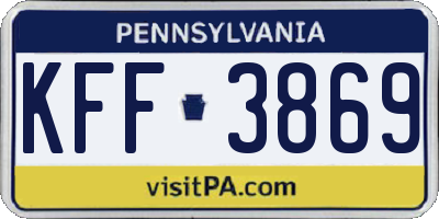 PA license plate KFF3869