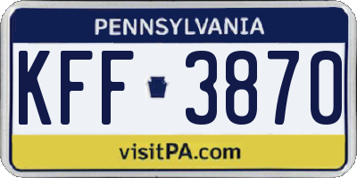 PA license plate KFF3870