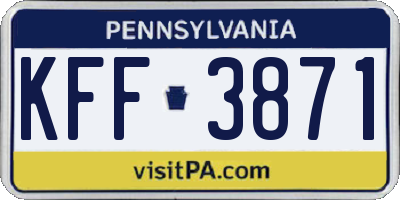 PA license plate KFF3871