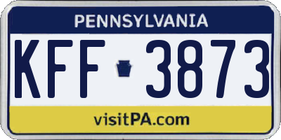PA license plate KFF3873