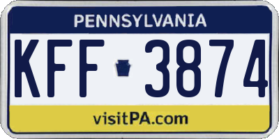 PA license plate KFF3874