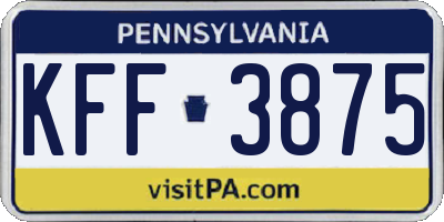 PA license plate KFF3875