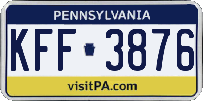 PA license plate KFF3876