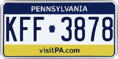PA license plate KFF3878