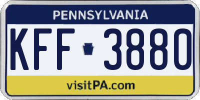 PA license plate KFF3880