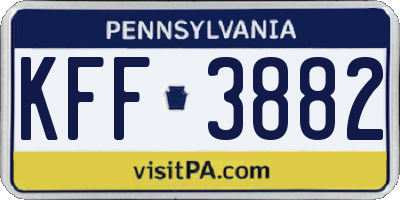 PA license plate KFF3882