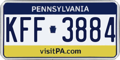 PA license plate KFF3884