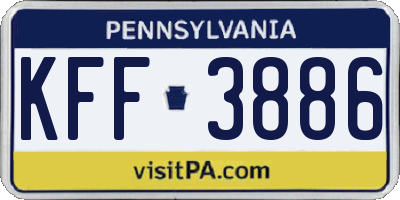 PA license plate KFF3886
