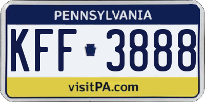 PA license plate KFF3888