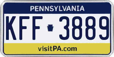 PA license plate KFF3889