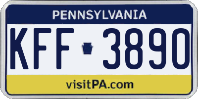 PA license plate KFF3890
