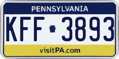PA license plate KFF3893