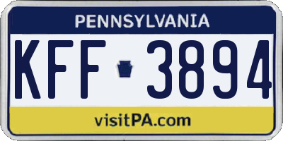 PA license plate KFF3894