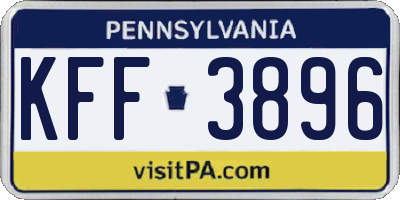 PA license plate KFF3896