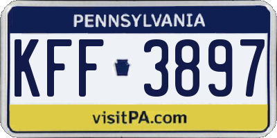 PA license plate KFF3897