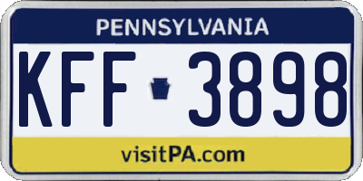 PA license plate KFF3898