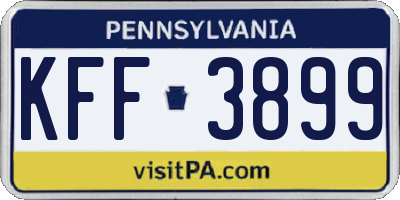PA license plate KFF3899