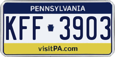 PA license plate KFF3903
