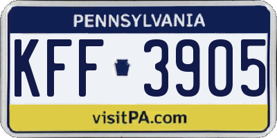 PA license plate KFF3905