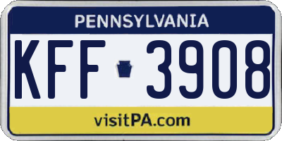 PA license plate KFF3908