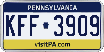 PA license plate KFF3909