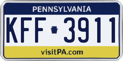 PA license plate KFF3911