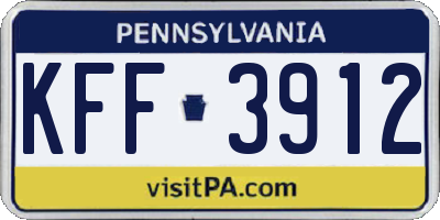 PA license plate KFF3912