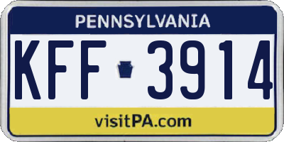 PA license plate KFF3914