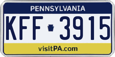 PA license plate KFF3915