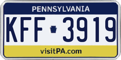 PA license plate KFF3919