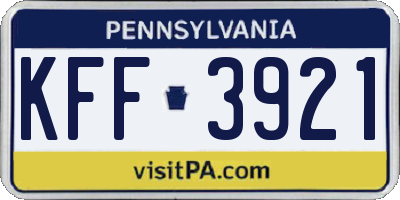 PA license plate KFF3921