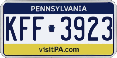 PA license plate KFF3923