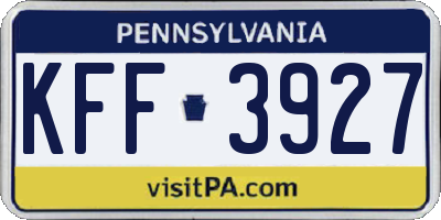 PA license plate KFF3927