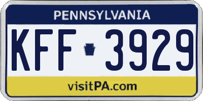 PA license plate KFF3929